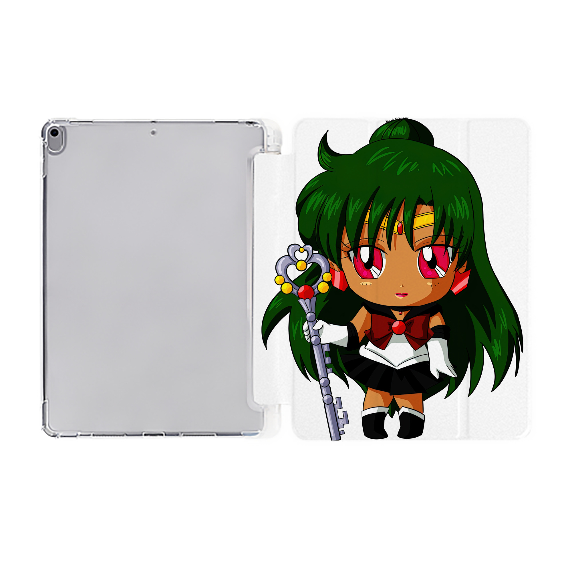 （画像用） 美少女戦士セーラームーン 冥王せつな Sailor Moon Meiou Setsuna IPad ケース ペン収納付き 三つ折りスタンド PUレザー×シリコン 対応機種9.5/10.5/10.9インチ